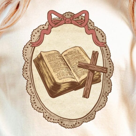 Grandma Core Shirt, Cottage Core Oval Frame Bible Shirt - Picture 2 of 3